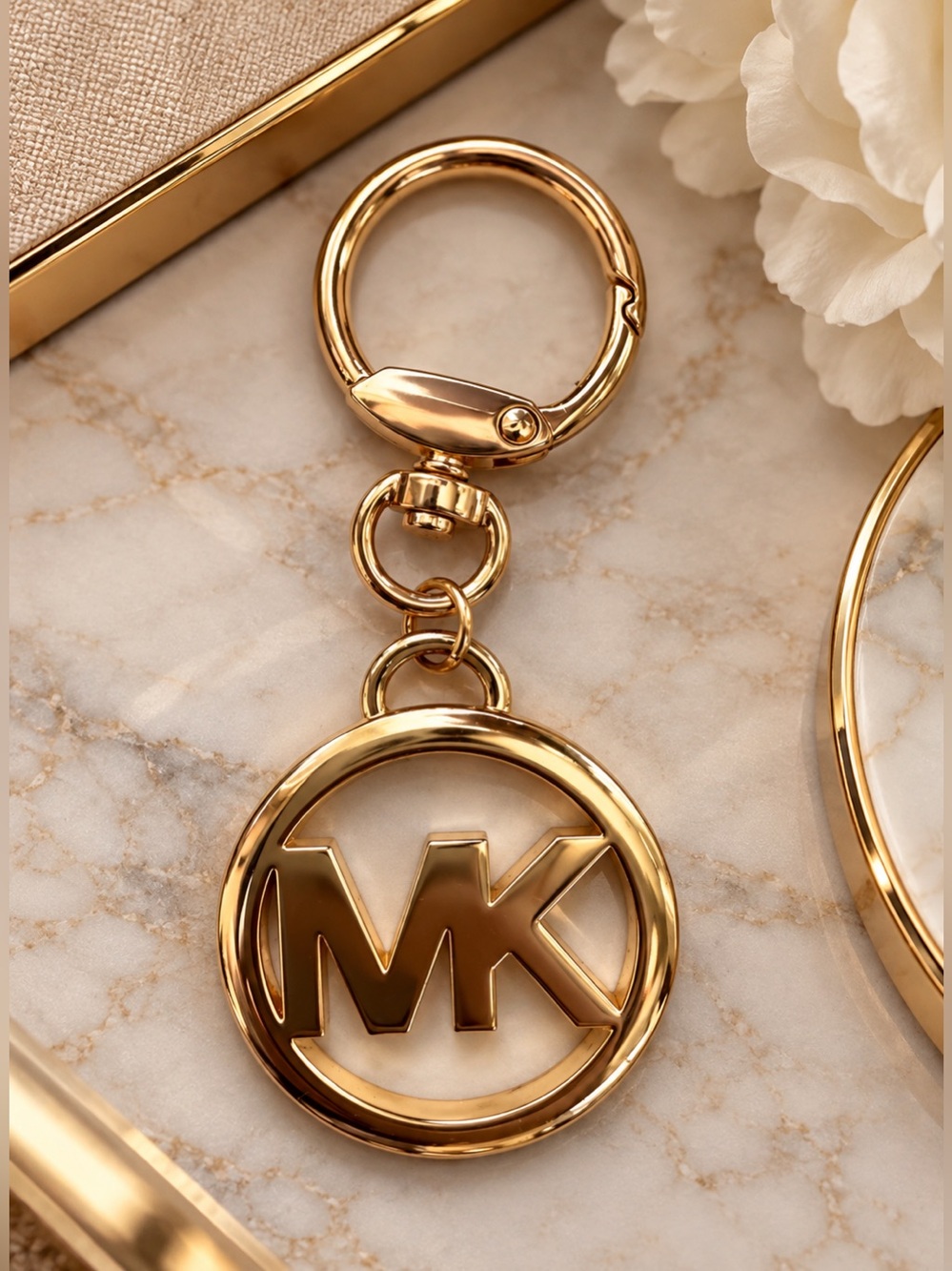 Michael Kors Gold-tone MK Circle Logo Keyring